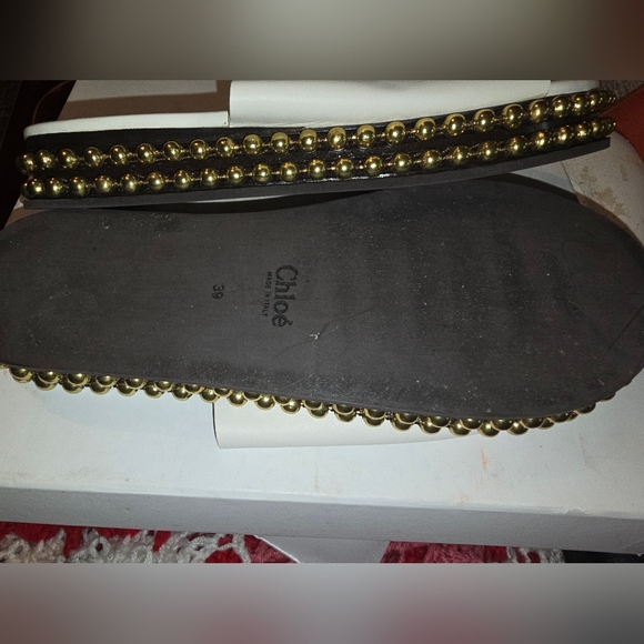 CHLOE WHITE STUDDED SLIDES - Picture 3 of 4